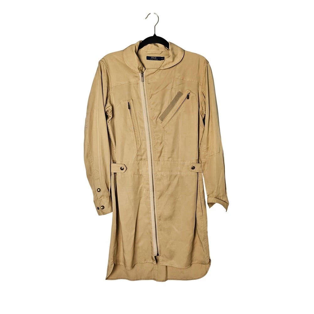 Polo Ralph Lauren Beige Lyocell Multipocket Utility Zip Jacket  Womens Size 6